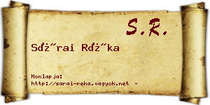 Sárai Réka névjegykártya